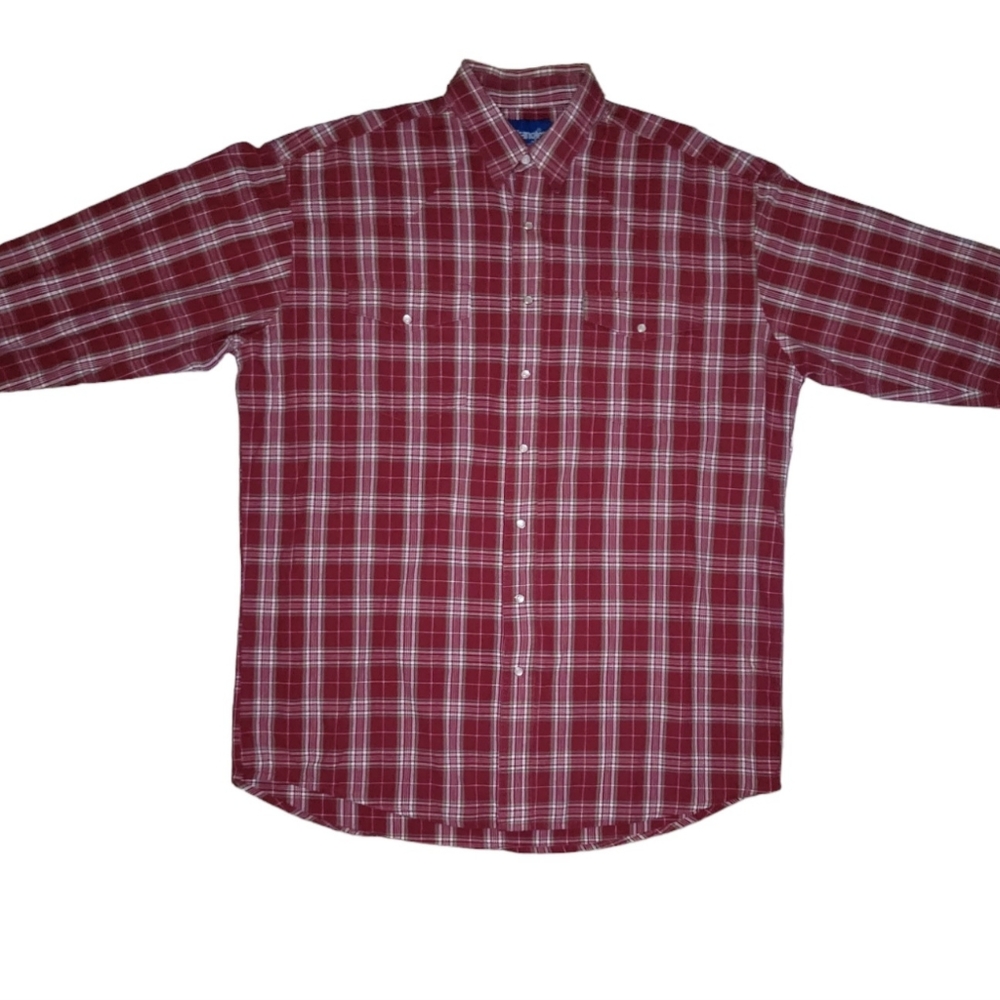 Wrangler Western Long Sleeve Shirt Red Plaid Mens XL